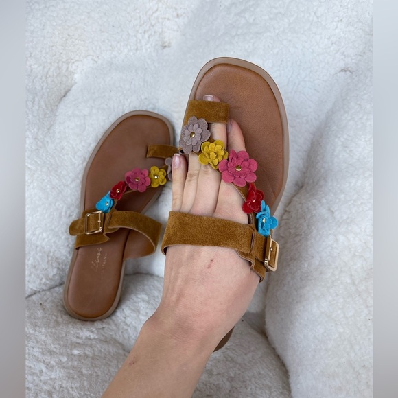 Stylish Floral Leather Sock Sandals in Brown and Multicolor by Avellino Women's - Picture 4 of 12